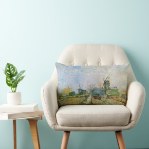 Vegetable Garden in Montmartre by Vincent van Gogh Lumbar Cushion