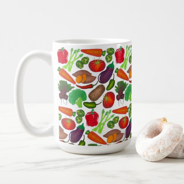 Vegetable Garden Produce Greenmarket Veggies Coffee Mug (With Donut)
