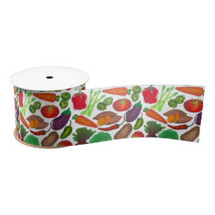 Vegetable Garden Produce Greenmarket Veggies Satin Ribbon