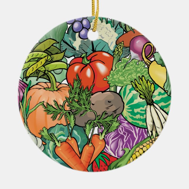 Vegetable Gardener Ceramic Tree Decoration (Front)