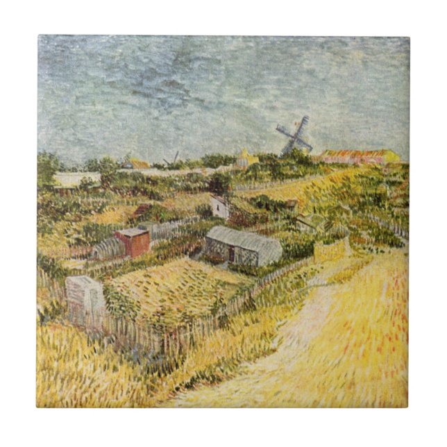 Vegetable Gardens, Montmartre by Vincent van Gogh Ceramic Tile (Front)