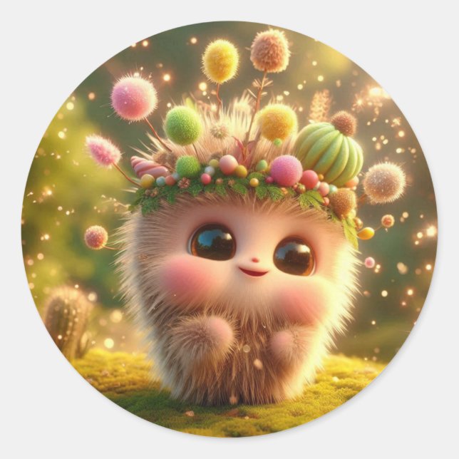 Vegetable Hair Creature  Classic Round Sticker (Front)