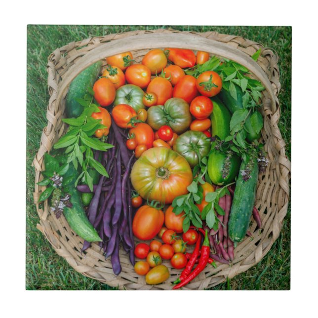 Vegetable Harvest Basket Ceramic Tile (Front)