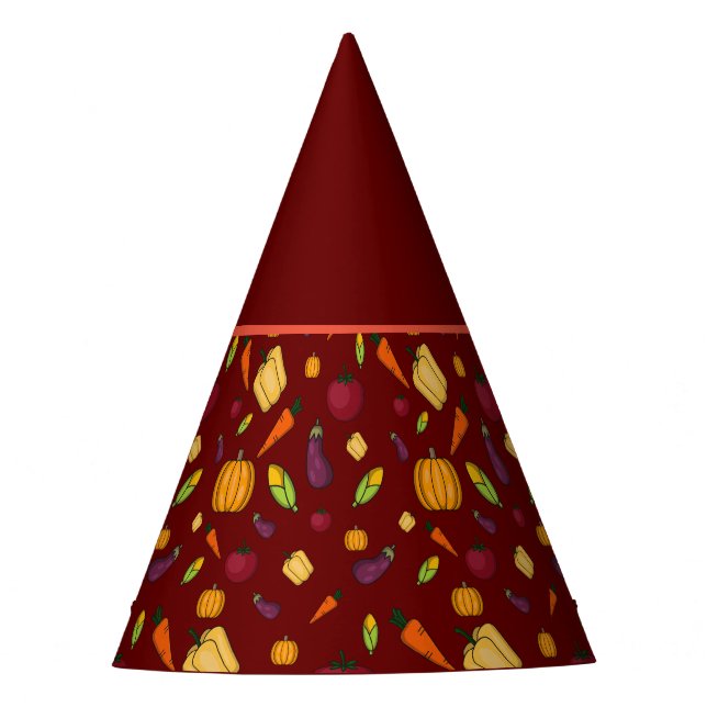 Vegetable harvest thanksgiving red pattern  party hat (Front)