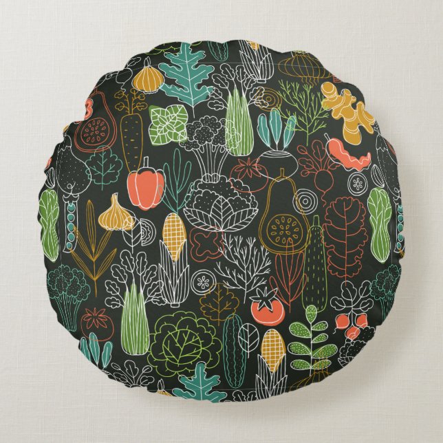 Vegetable Icons    Round Cushion (Front)