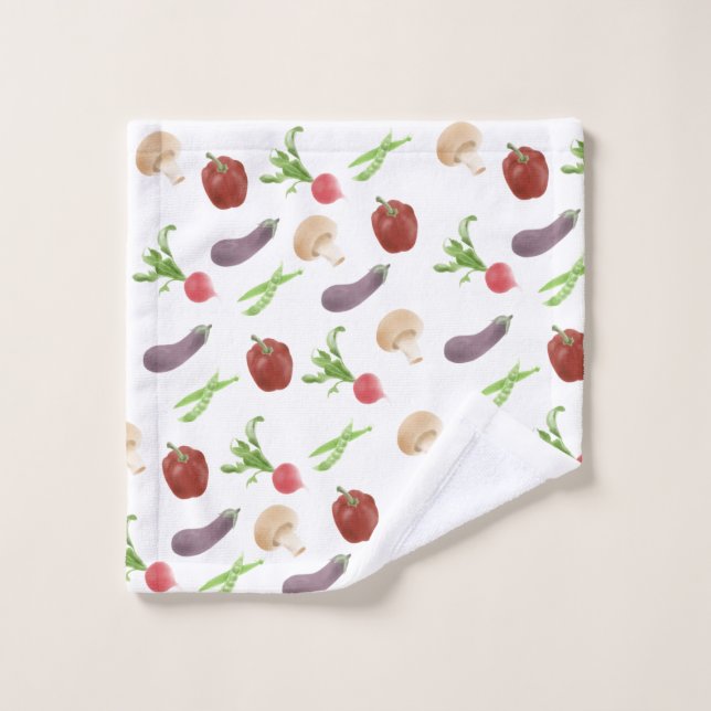Vegetable Illustration Pattern Wash Cloth (Wash Cloth)