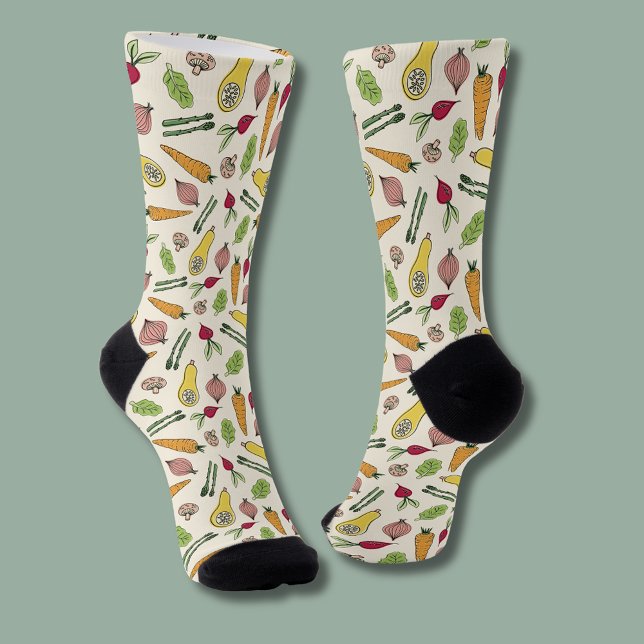 Vegetable Patch Locally Grown Farmers Market Socks (Vegetable pattern socks with locally grown / farmers market aesthetic)