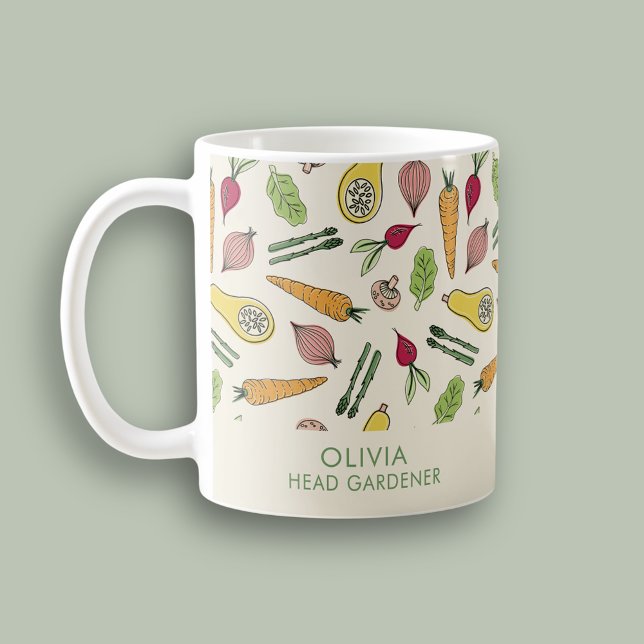 Vegetable Patch Locally Grown Head Gardener Coffee Mug (Farmers Market Garden Vegetable Patch Head Gardeners Coffee Mug.  Personalize with your own text.)