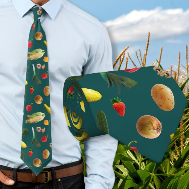 Vegetable Pattern Farmer Vegan Neck Tie (Creator Uploaded)