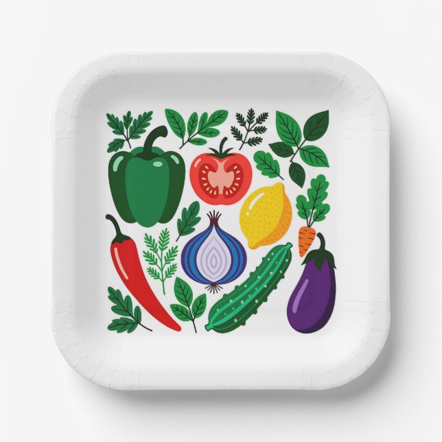 Vegetable pattern paper plate (Front)