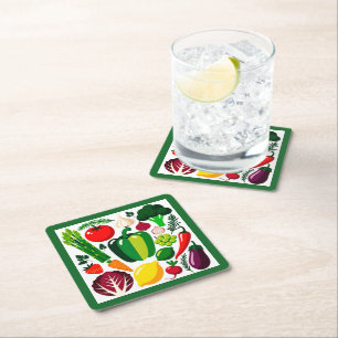 Vegetable pattern square paper coaster