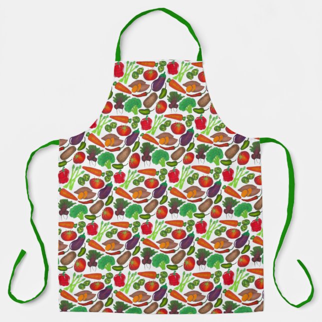 Vegetable Print Garden Veggies Farmer's Market Veg Apron (Front)