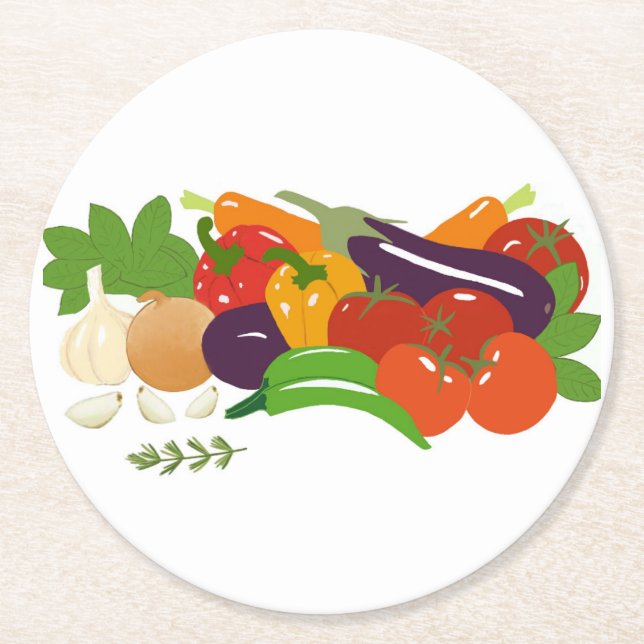 Vegetable Round Paper Coaster (Front)