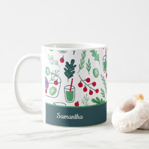 Vegetable Salad Pattern with Name Green Kitchen Coffee Mug