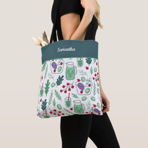 Vegetable Salad Pattern with Name Green Shopping Tote Bag