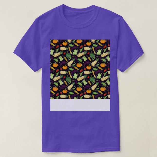 Vegetable Seamless Pattern Veggie Leafy Green Sala T-Shirt (Design Front)