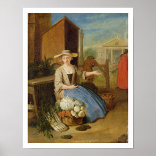 Vegetable Seller, Covent Garden, c.1726 (oil on pa Poster