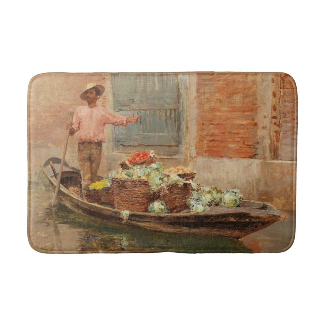 Vegetable Seller in Venice (by Vincenzo Caprile) Bath Mat (Front)
