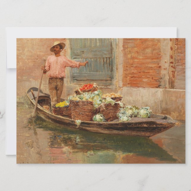 Vegetable Seller in Venice (by Vincenzo Caprile) Card (Front)