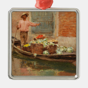 Vegetable Seller in Venice (by Vincenzo Caprile) Metal Ornament