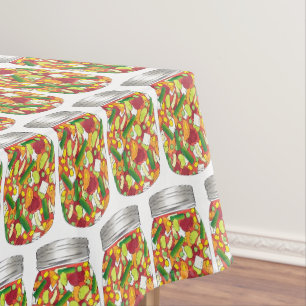 Vegetable Soup Canned Home Canning Jars Cooking Tablecloth