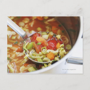 Vegetable soup in pan postcard