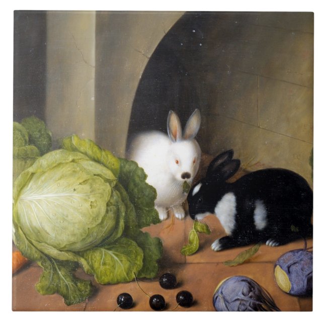 Vegetable Still Life with Bunny Ceramic Tile (Front)