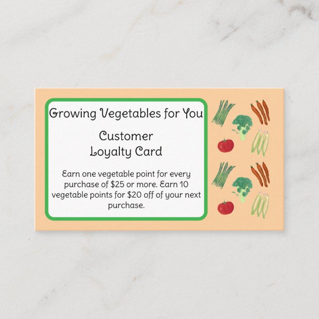 Vegetable Theme Customer Loyalty Cards (Front)