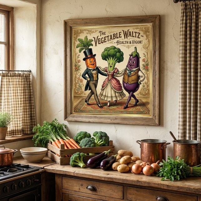 Vegetable Waltz Dancing Veggies Vintage Victorian Poster (Creator Uploaded)