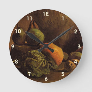 Vegetables and Fruit by Vincent van Gogh Round Clock