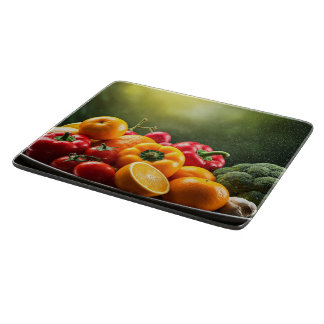 Vegetables and Fruits on the Tray Cutting Board