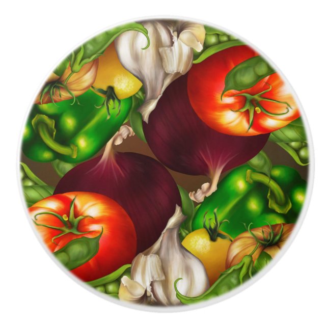 Vegetables and Herbs Organic Natural Fresh Food Ceramic Knob (Front)