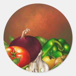 Vegetables and Herbs Organic Natural Veggies Food Classic Round Sticker