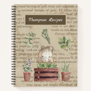 Vegetables and herbs rustic elegant family recipes notebook