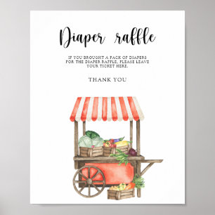 Vegetables baby shower - diaper raffle poster