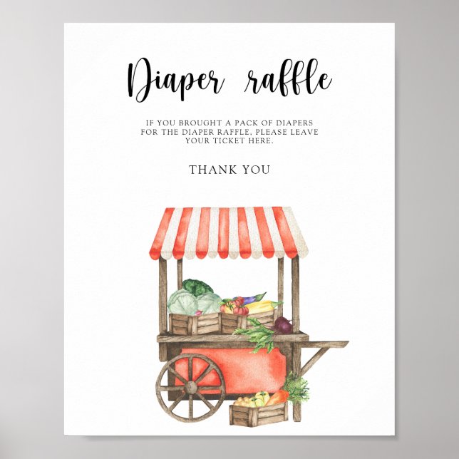 Vegetables baby shower - diaper raffle poster (Front)