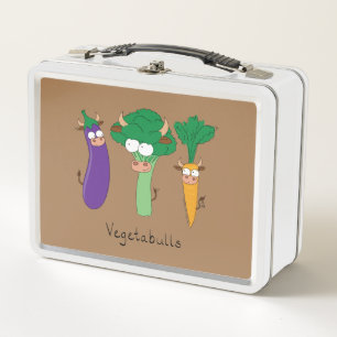Vegetables Bulls Cute Kids Cartoon Metal Lunch Box