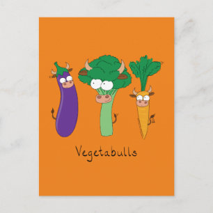 Vegetables Bulls Cute Kids Cartoon Postcard