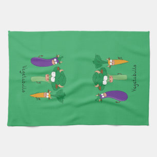 Vegetables Bulls Cute Kids Cartoon Tea Towel