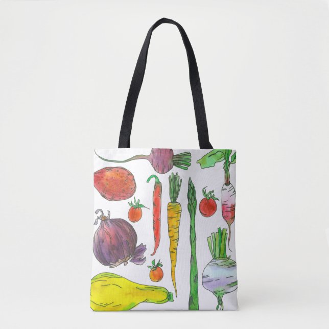 Vegetables Carrots Asparagus Beets Market Grocery Tote Bag (Front)
