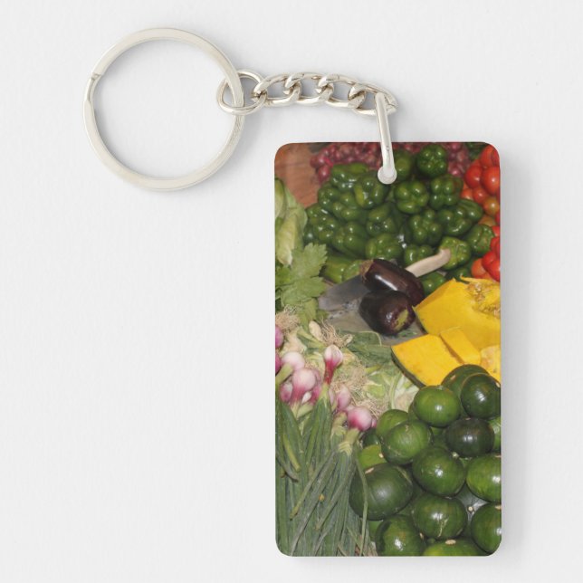 Vegetables Fresh Ripe Garden Mixed Harvest Market Key Ring (Front)