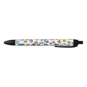 Vegetables Fruits Barcode Sticker Pattern Black Ink Pen