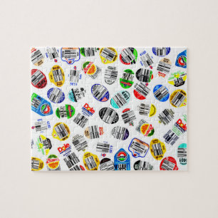 Vegetables Fruits Barcode Sticker Pattern Jigsaw Puzzle