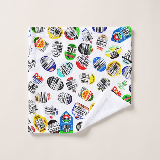 Vegetables Fruits Barcode Sticker Pattern Wash Cloth (Wash Cloth)