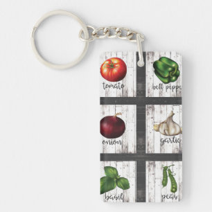 Vegetables & Herbs Rustic Modern Kitchen Food Key Ring