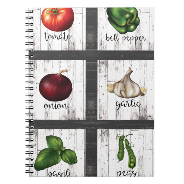 Vegetables & Herbs Rustic Modern Kitchen Food Notebook (Front)