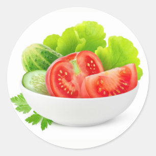 Vegetables in a bowl classic round sticker