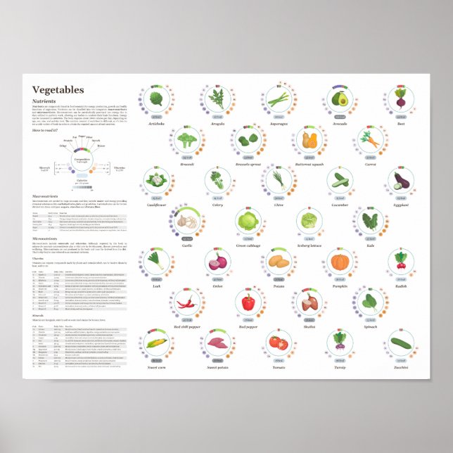 Vegetables - Nutritional values - Infographic Poster (Front)
