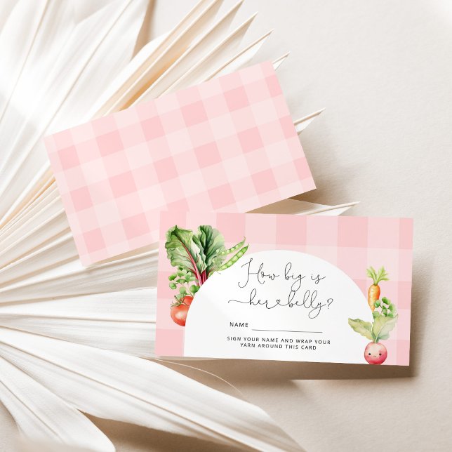 Vegetables pink gingham how big mummy's belly enclosure card (Creator Uploaded)