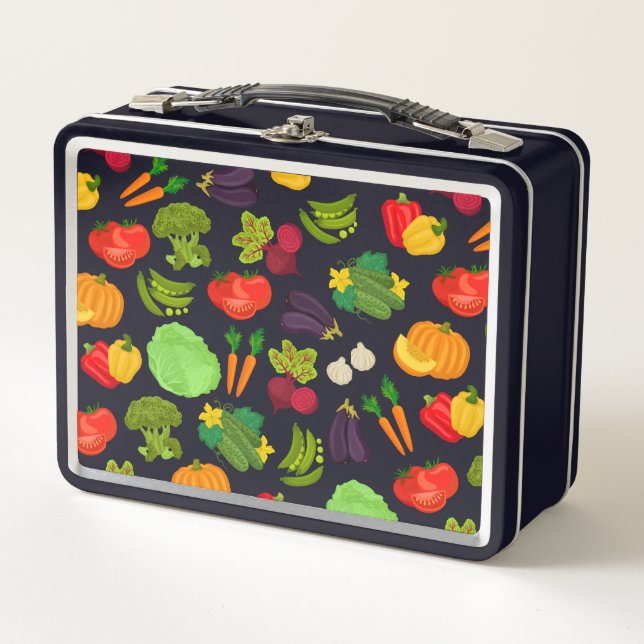 Vegetables Seamless Vegan Pattern Metal Lunch Box (Front)
